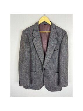 Harris Tweed Mens Grey Herringbone Virgin Wool Blazer Jacket The Bay 44-46